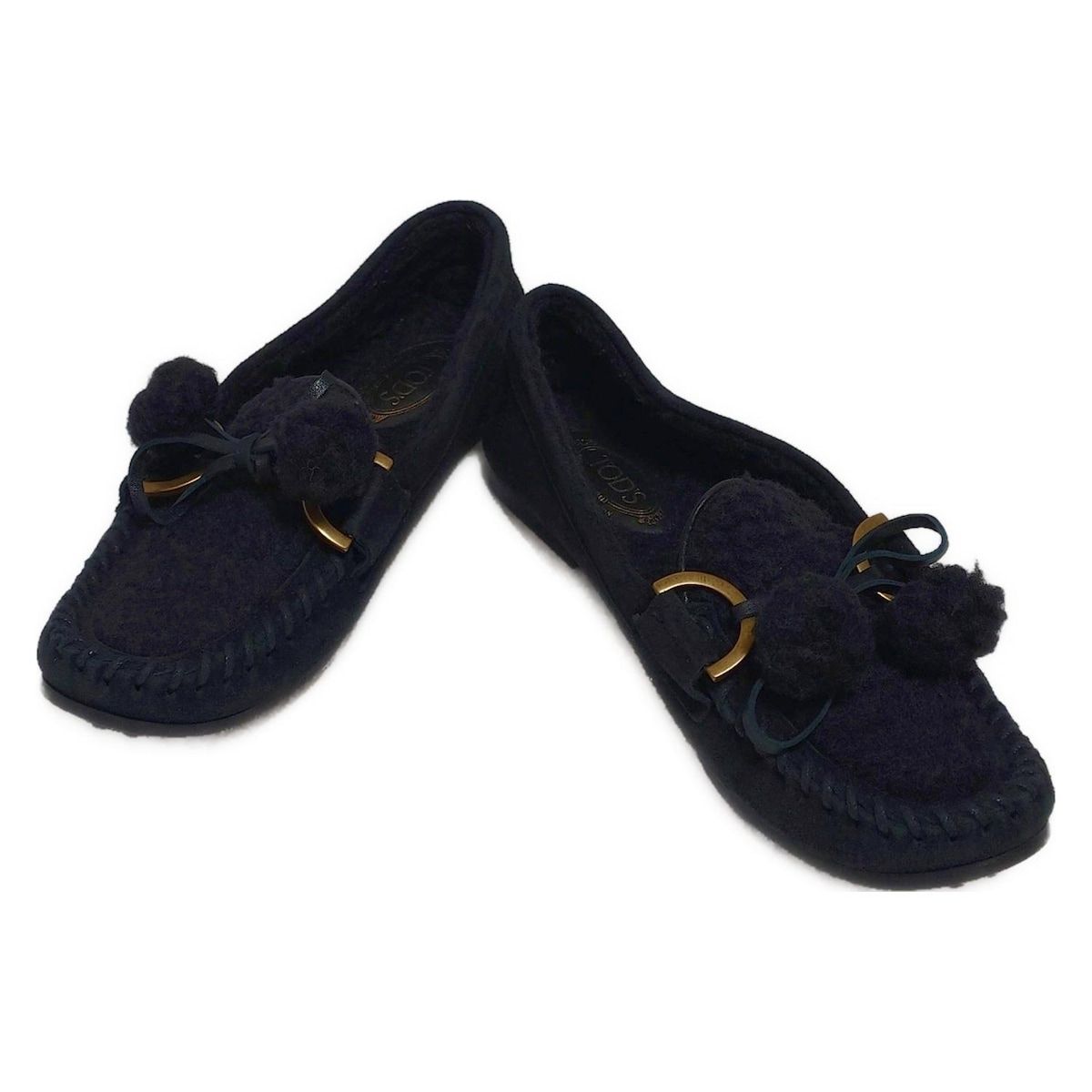 TOD S トッズ フラットシューズ 36 レディース - 黒 ウール レザー