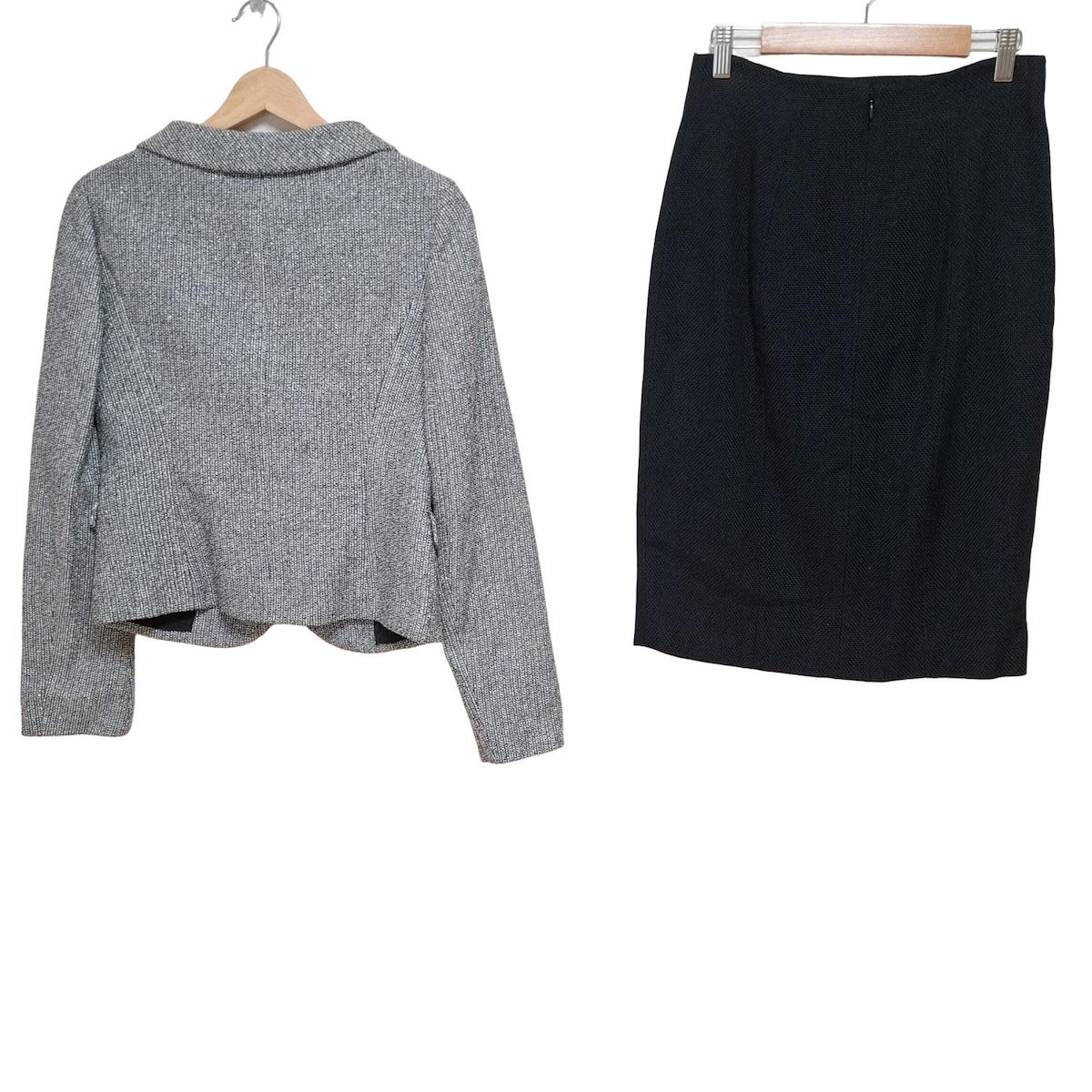 VALENTINO ROMA バレンチノローマ スカートスーツ レディース - 白×黒 ツイード ラメ