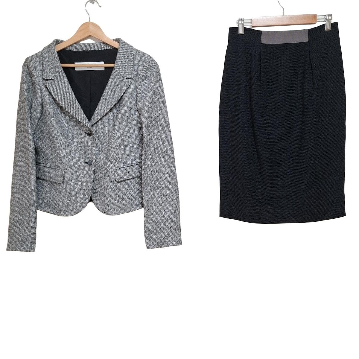 VALENTINO ROMA バレンチノローマ スカートスーツ レディース - 白×黒 ツイード|ラメ