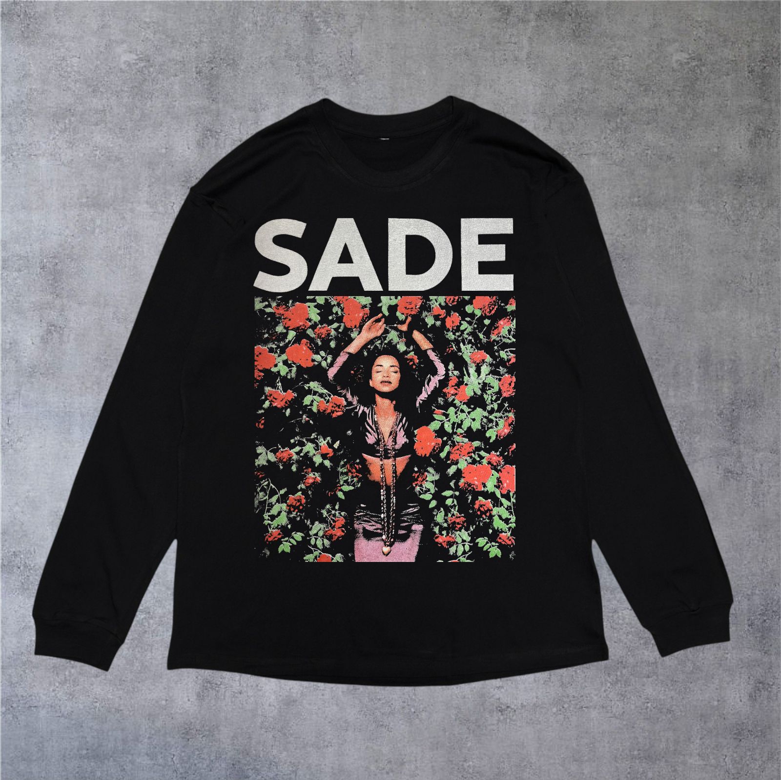 SADE シャーデー BIGプリントTシャツ 黒 Lサイズ Sade シャーデー 