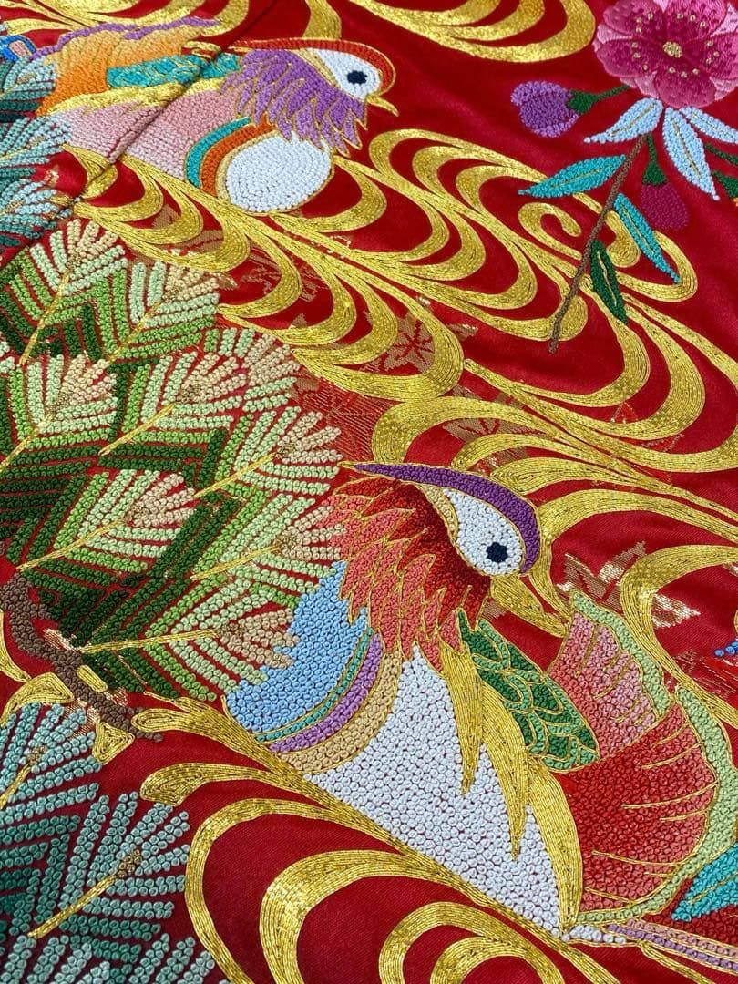 特選 相良刺繍 総刺繍 手刺繍 打掛 花嫁衣装 婚礼 和装 鶴 鳥 正絹
