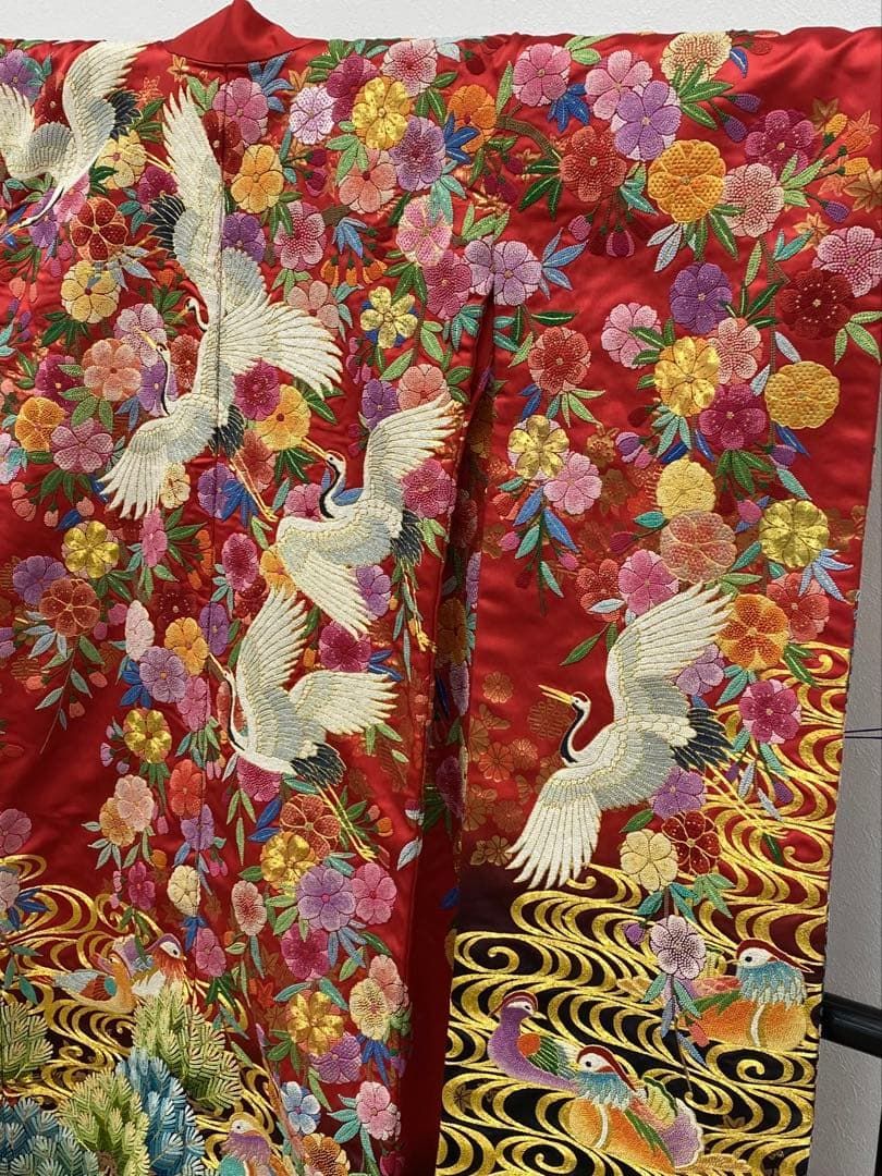 特選 相良刺繍 総刺繍 手刺繍 打掛 花嫁衣装 婚礼 和装 鶴 鳥 正絹