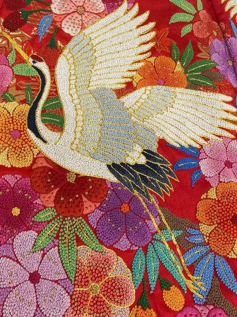 特選 相良刺繍 総刺繍 手刺繍 打掛 花嫁衣装 婚礼 和装 鶴 鳥 正絹