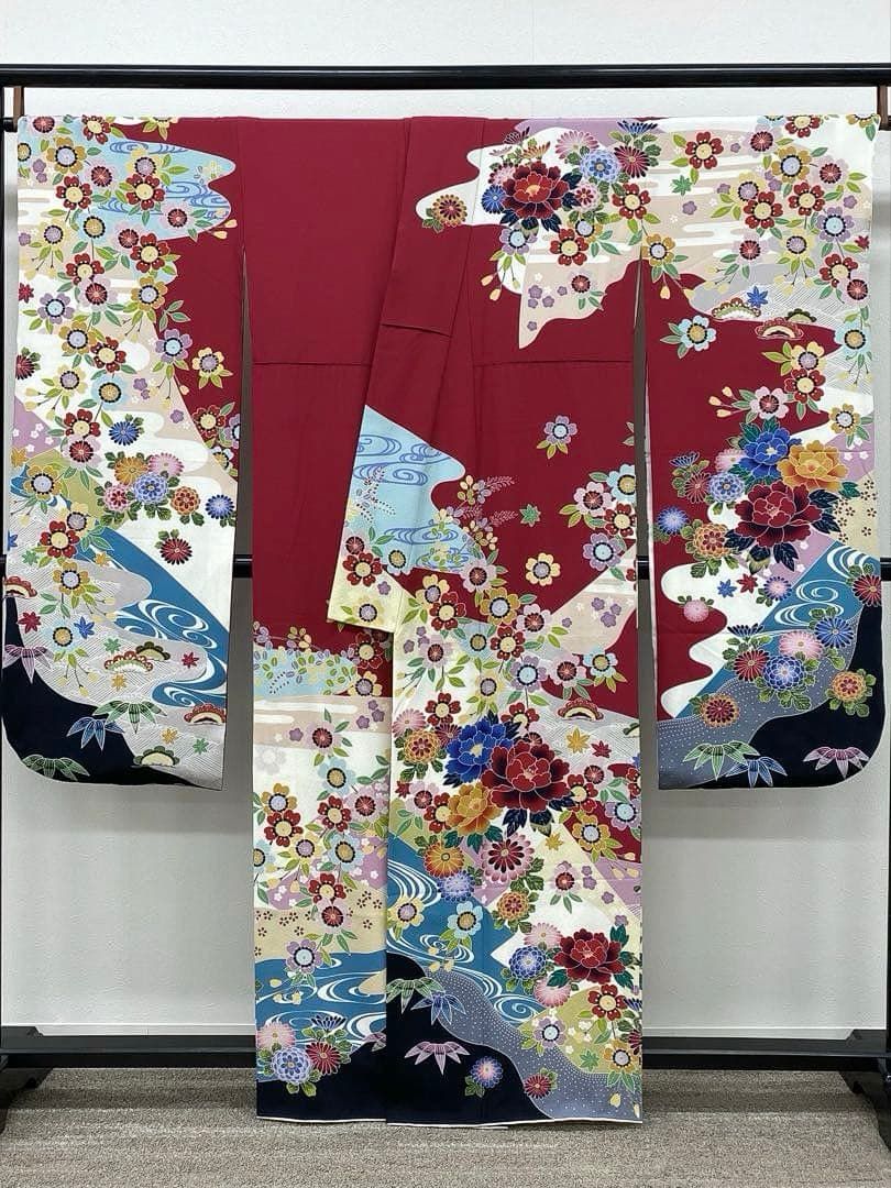 振袖 紅型調 古典柄 牡丹 桜 身丈157cm MO3196 - メルカリ