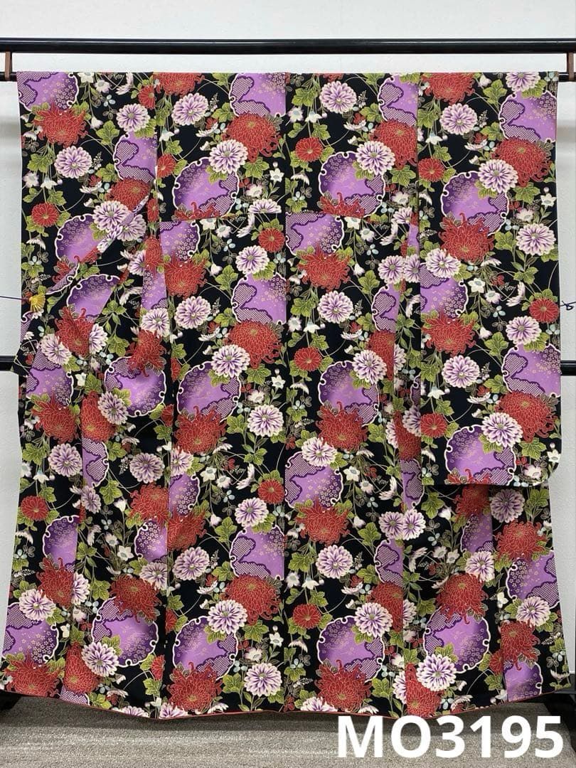 小紋振袖 紫織庵 雪輪 菊 身丈157cm 撥水加工済 MO3195 - メルカリ