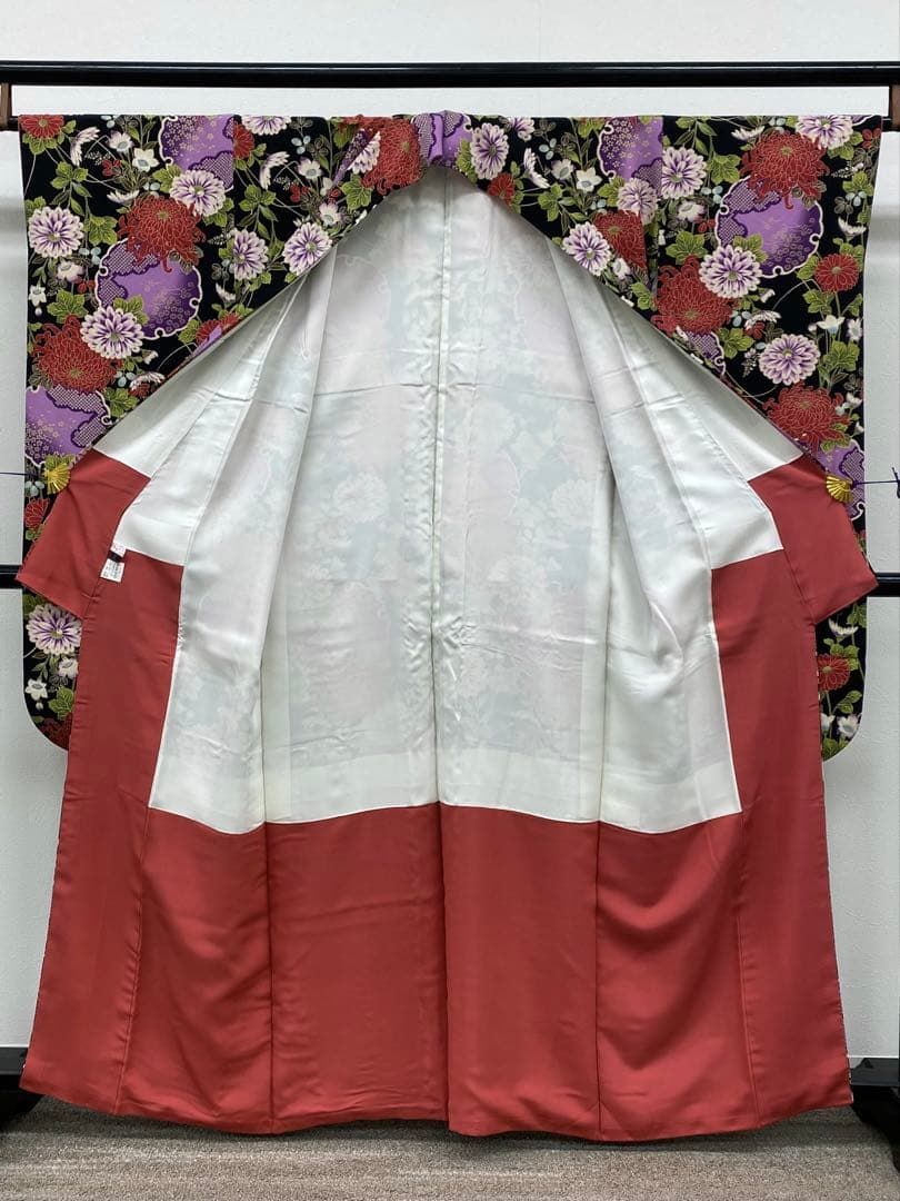 小紋振袖 紫織庵 雪輪 菊 身丈157cm 撥水加工済 MO3195 - メルカリ