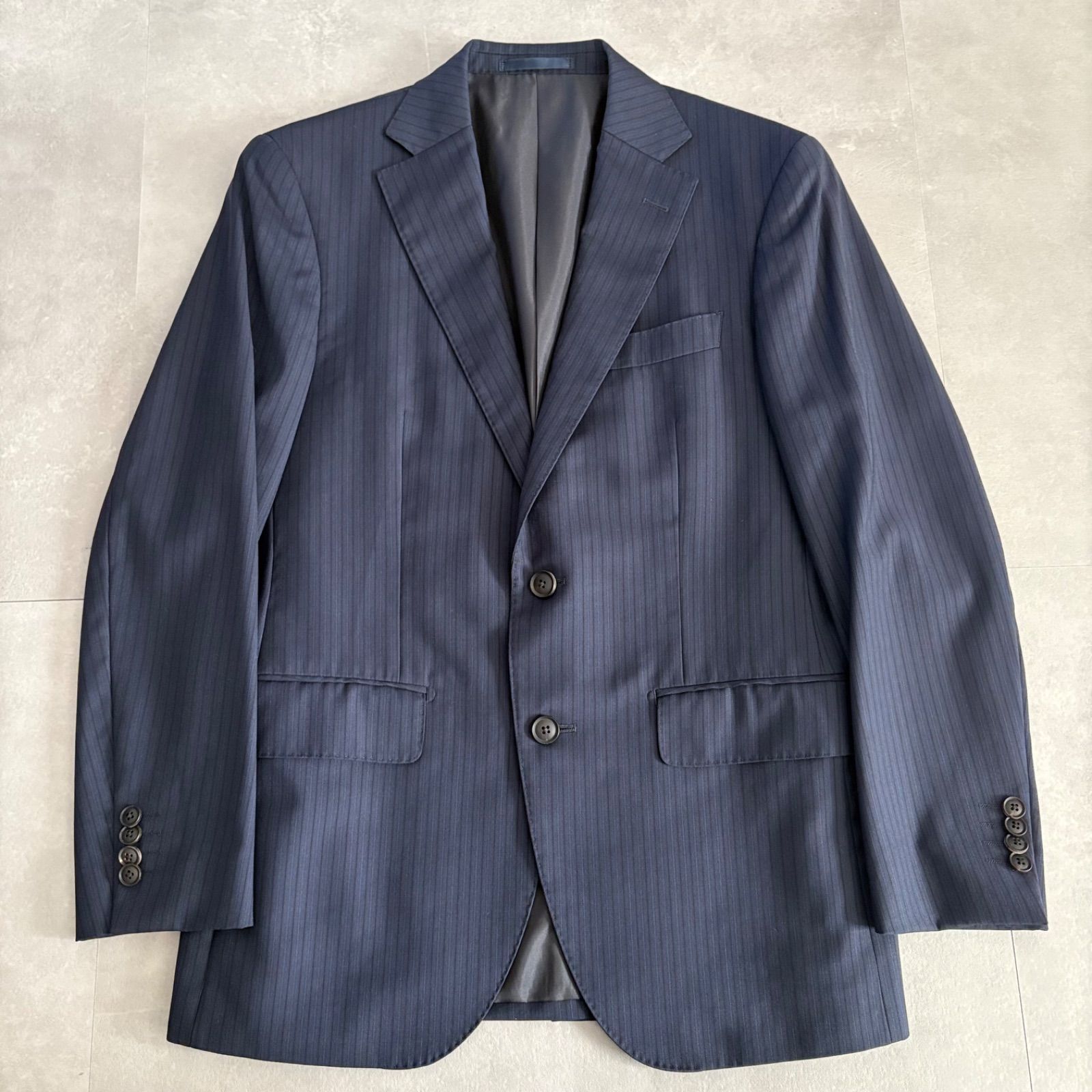 未使用級 XL相当 ロロピアーナ Super130s セットアップ スーツ 紺 未使用級 XL相当 ロロピアーナ Super130s セットアップ スーツ 紺 楽天