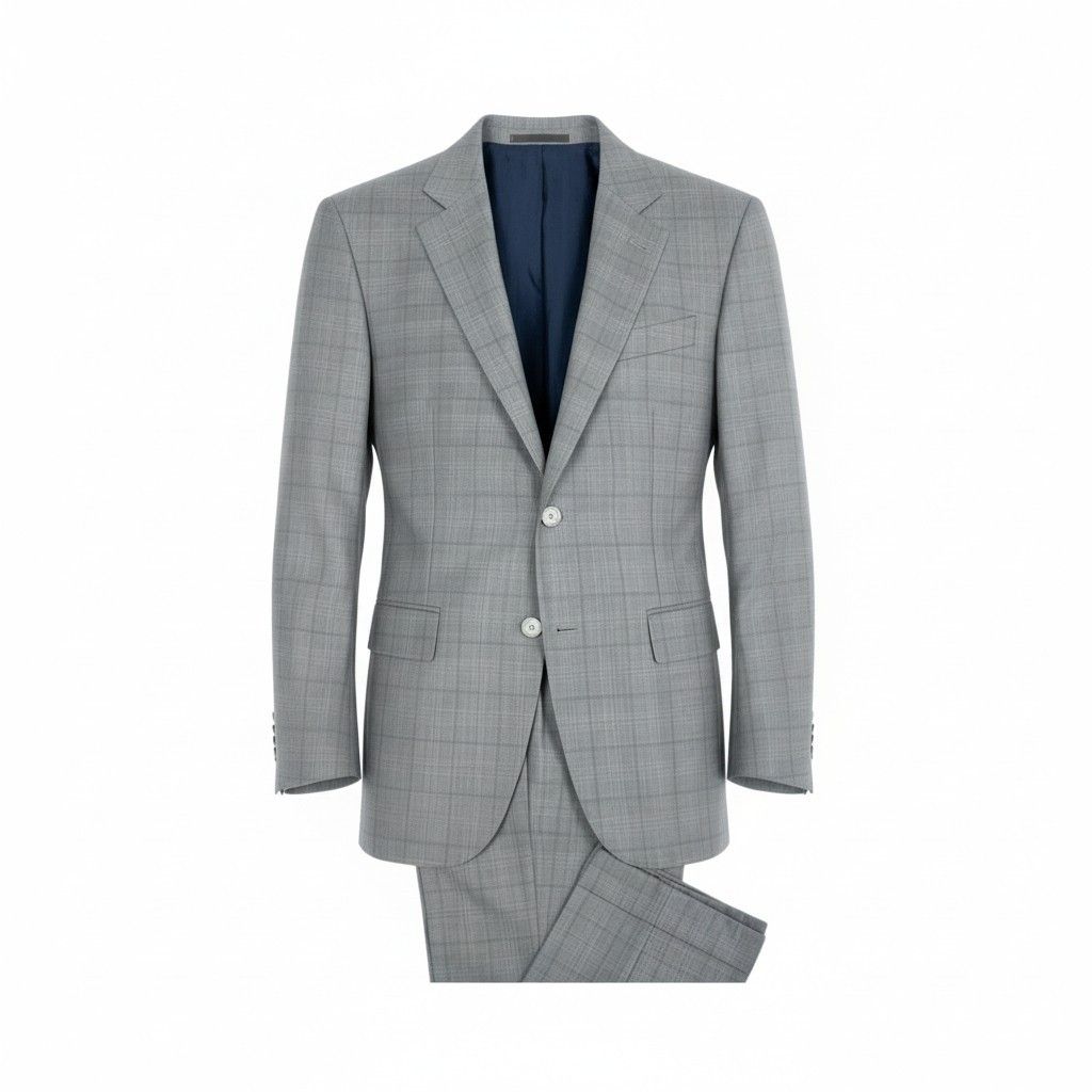 36 L 10 Ermenegildo Zegna エルメネジルドゼニア シングルスーツ セットアップ オーダー品 SU MISURA 46 グレー チェック柄 ウールシルク メンズ 男性用u 02 t