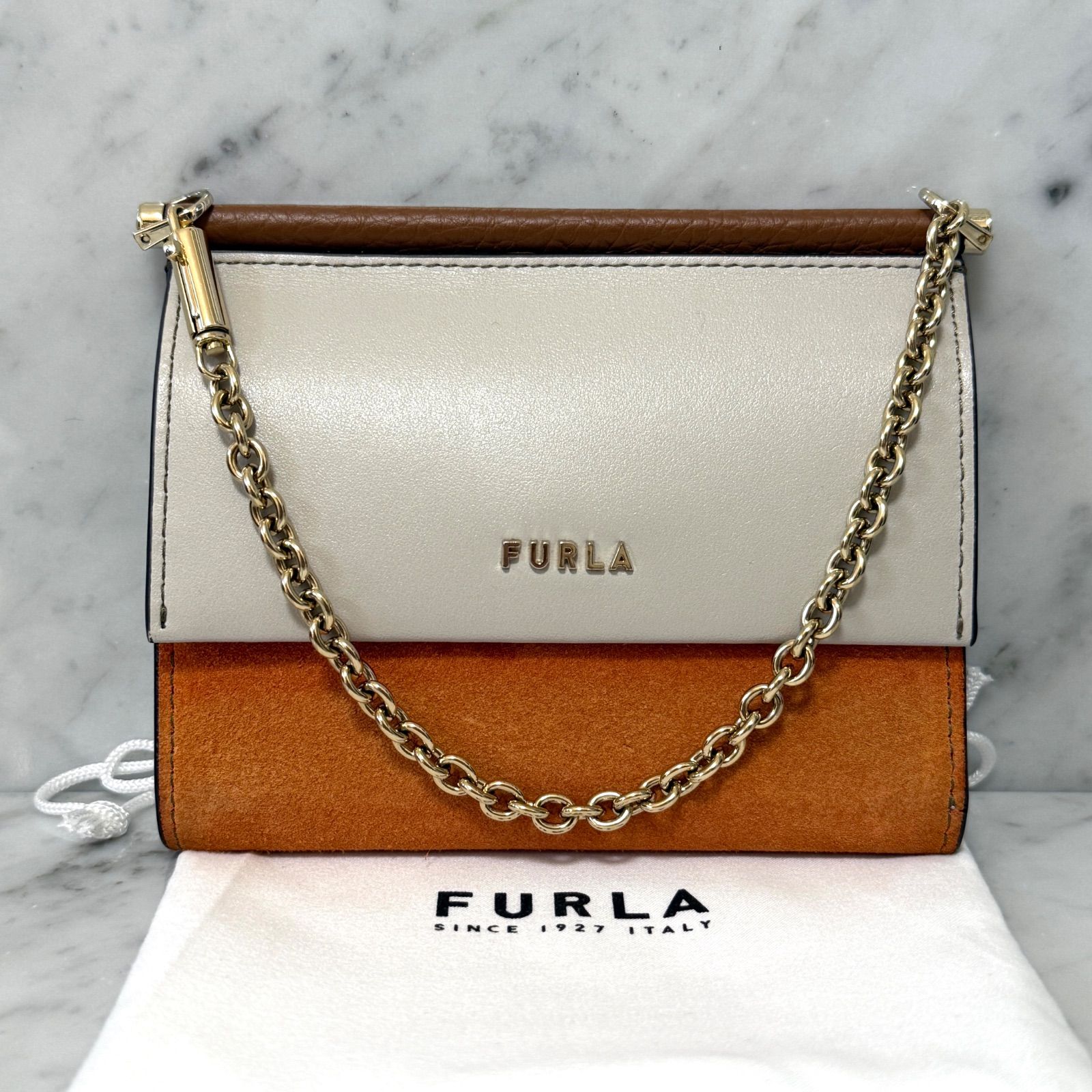 新品 未使用 FURLA フルラ 三つ折り財布 スエード 本革 レザー 