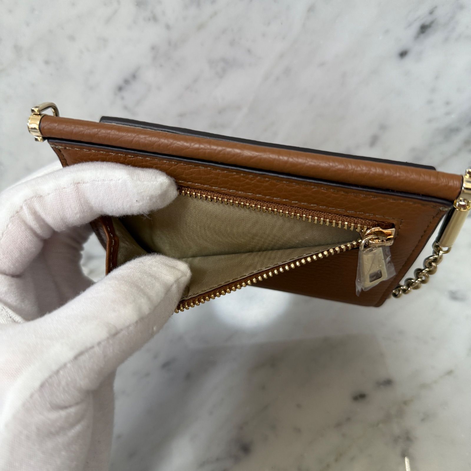 新品 未使用 FURLA フルラ 三つ折り財布 スエード 本革 レザー 
