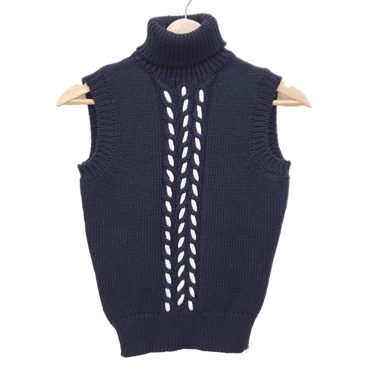 CELINE セリーヌ ノースリーブセーター サイズS レディース - 黒×白 タートルネック