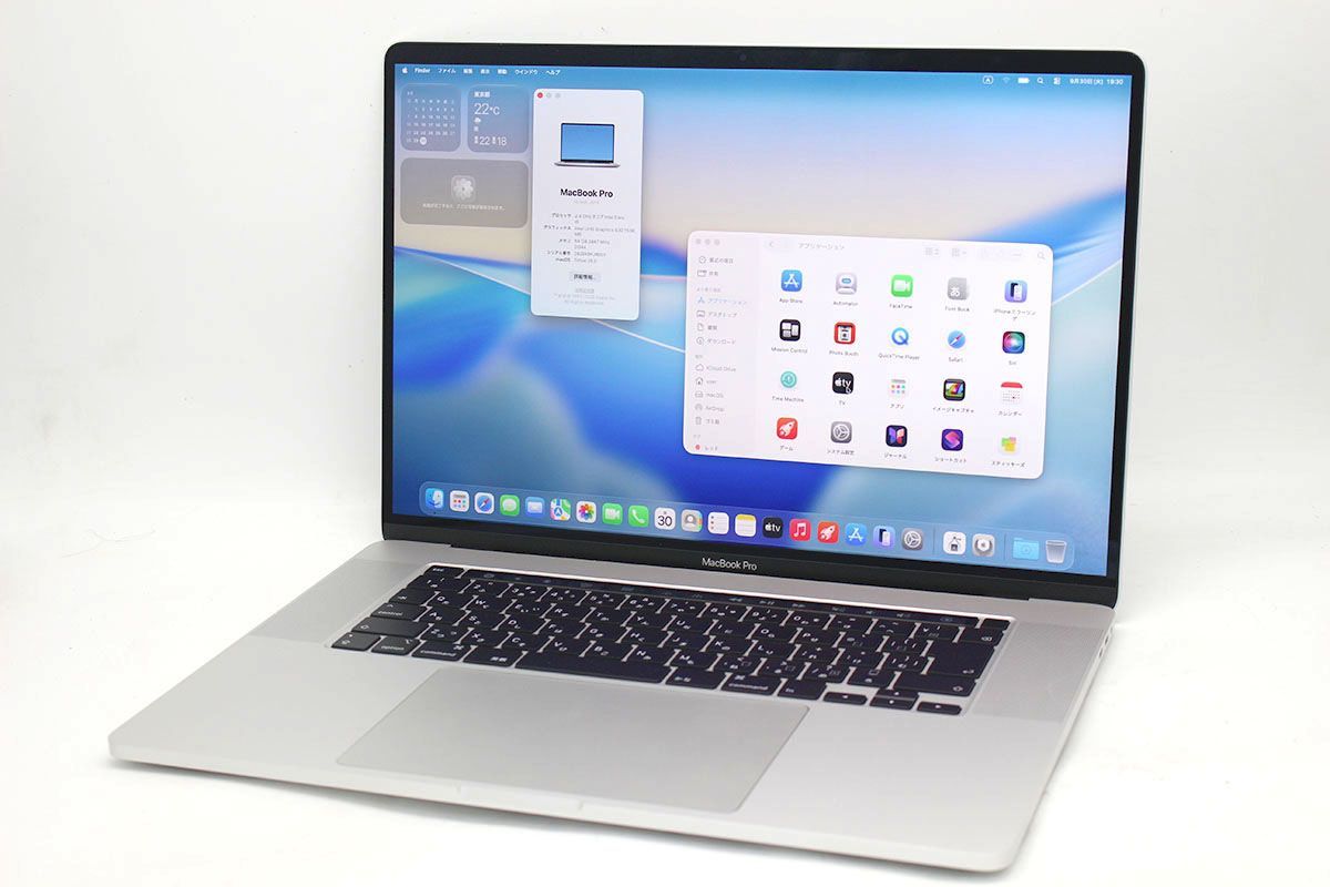 16型3 K Apple MacBook Pro 2019 A 2141 TouchBar macOS 26 Tahoe 第9世代 i 7 9750 H 16 GB NVMe式512 SSD Radeon 5300 M カメラ 無線 パソコン