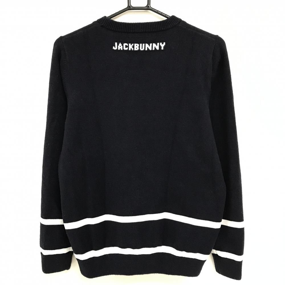 美品】ジャックバニー 裏地付セーター ネイビー×白 腹部ライン サイド