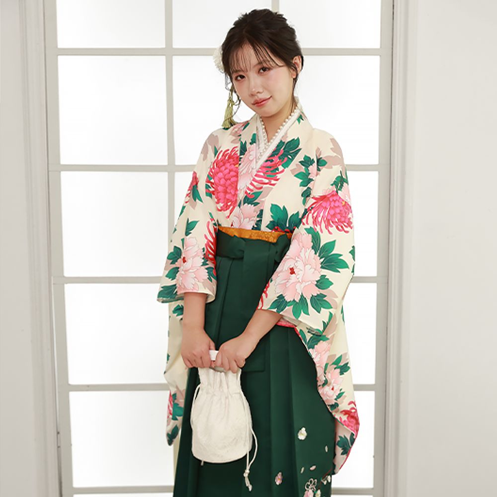 3点セット 桜 二尺袖 袴 大学生 卒業式 花柄刺繍 振袖 晴れ着