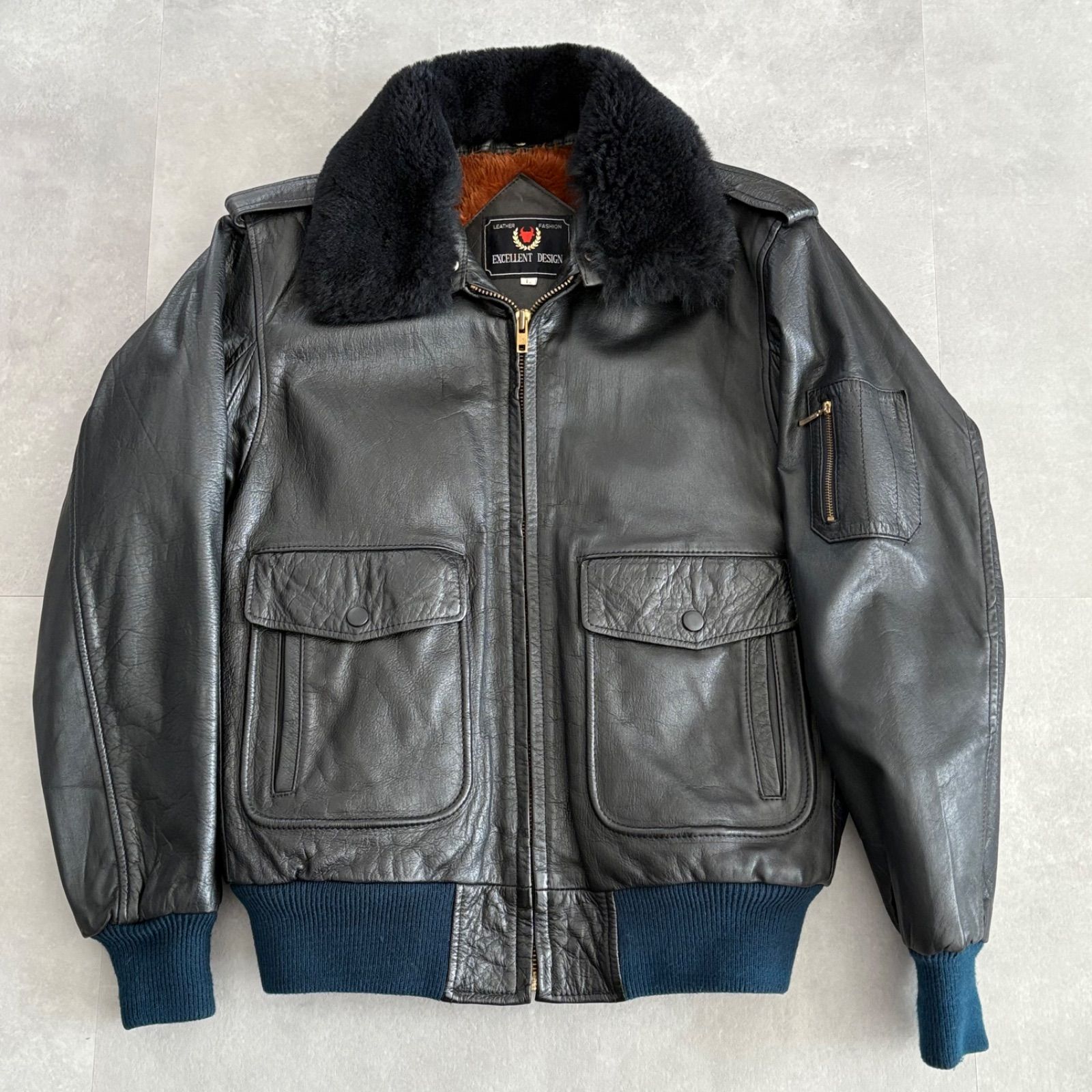 G-1 レザーフライトジャケット ブラック VINTAGE L - メルカリ