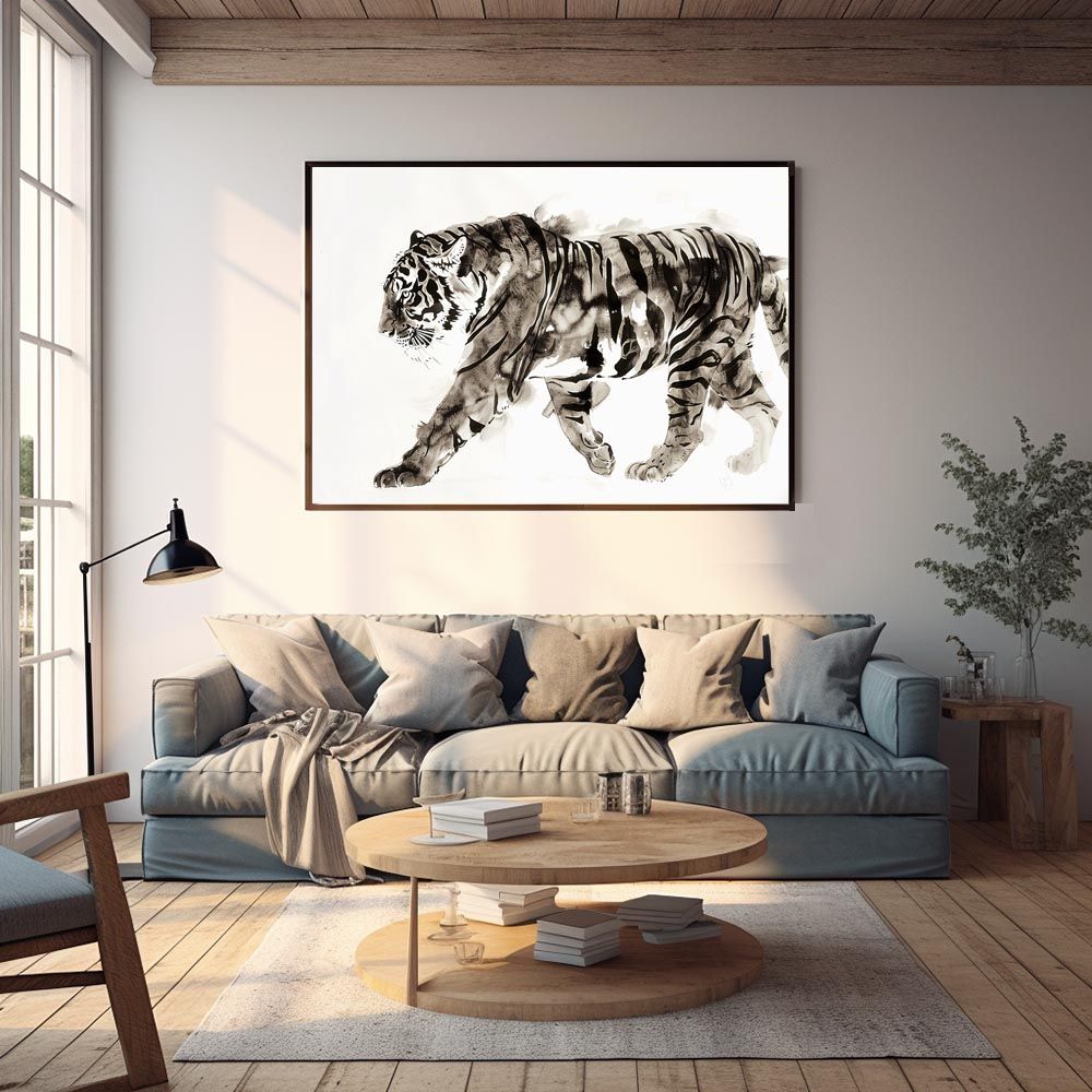 A1サイズ（約59x84cm）】【lh-poster-7933】トラ 虎 猛虎 掛け軸