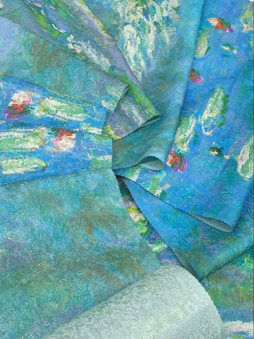 特選 吉野一廉×モネ 睡蓮 銀通し 小紋 反物 正絹 着尺 落款入 作家物 特選 吉野一廉×モネ 睡蓮 銀通し 小紋 反物 正絹 着尺 落款入 作家物