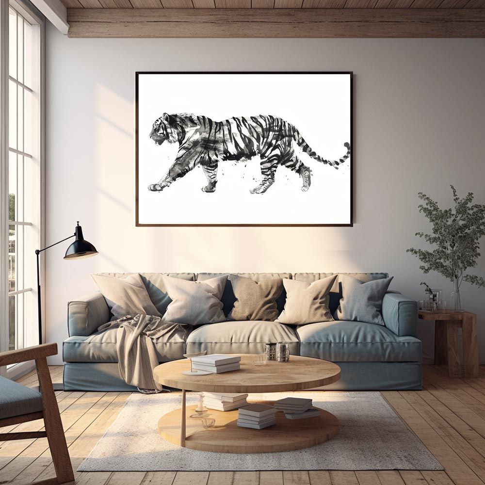 B2サイズ（約51x73cm）】【lh-poster-7956】トラ 虎 猛虎 掛け軸