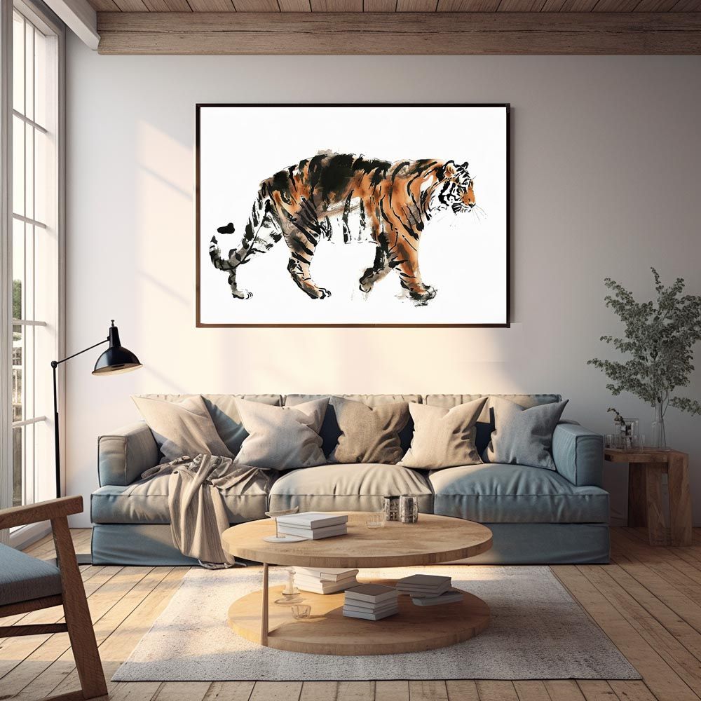 B3サイズ（約36x51cm）】【lh-poster-7963】トラ 虎 猛虎 掛け軸