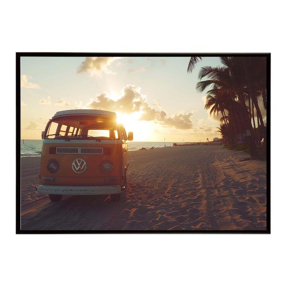 【A2サイズ（約42x59cm）】【lh-poster-8019】サーフ サーフバン 海岸 朝焼け 夕暮れ サンセット サンライズ 朝日 夕日 海 砂浜 ヤシの木 ポスター インテリア フォト アート モダン