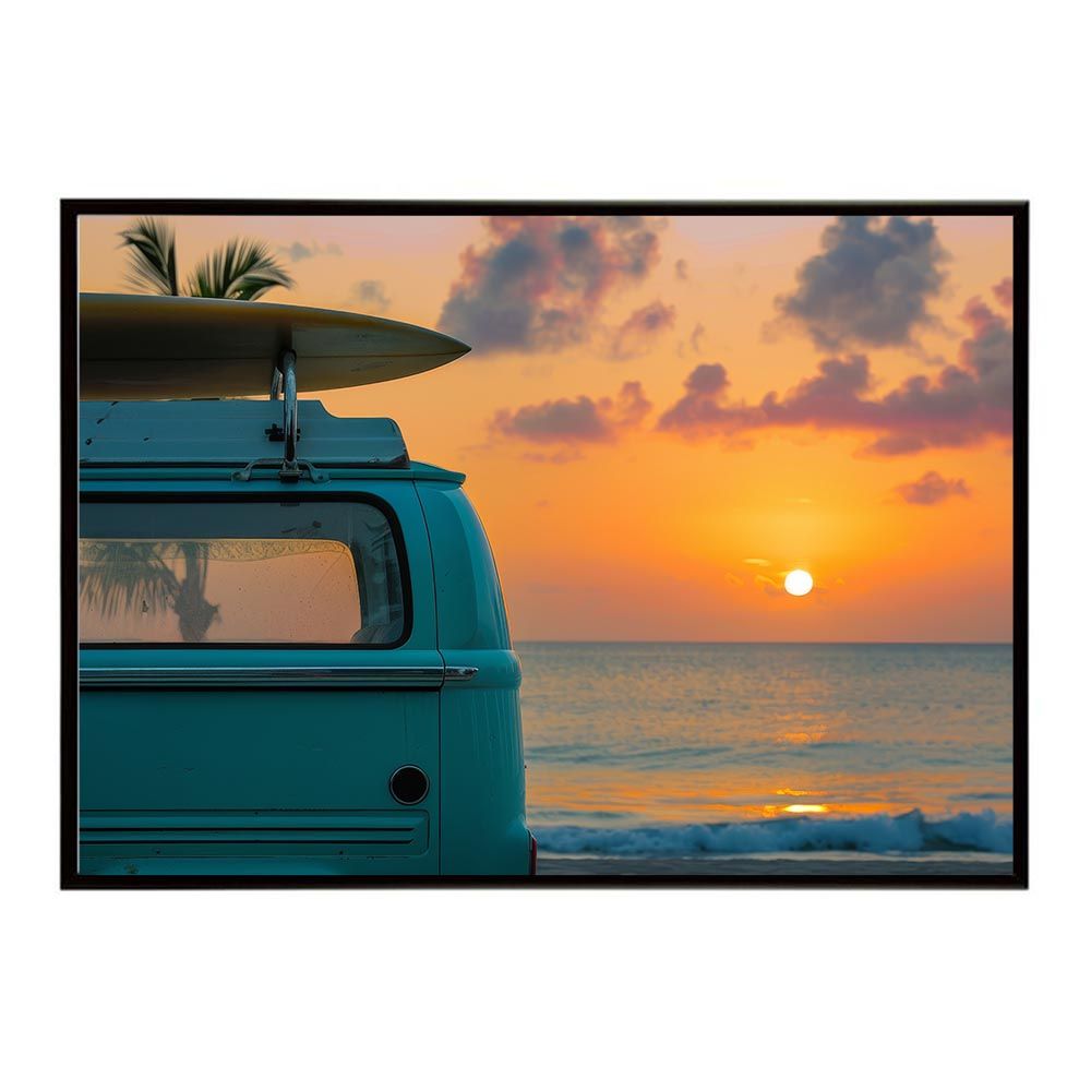 油絵 仮縁つき 海 夕焼け 球体 A2サイズ（約42x59cm）】【lh-poster-8037】サーフ サーフバン 海岸