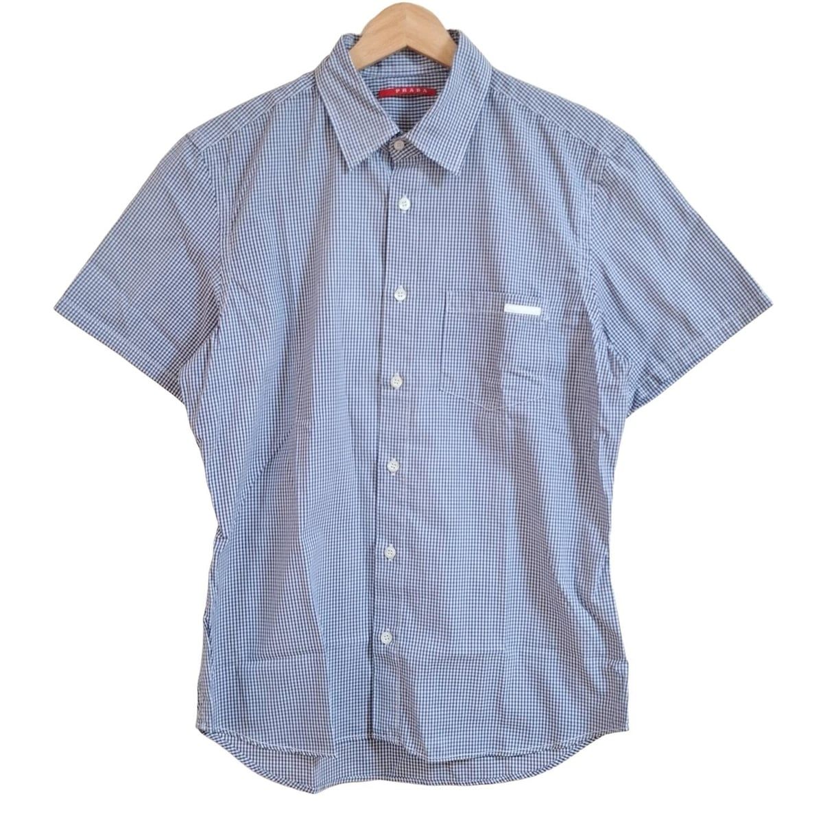 PRADA SPORT プラダスポーツ 半袖シャツ サイズ39 メンズ - ブルー×白 チェック柄