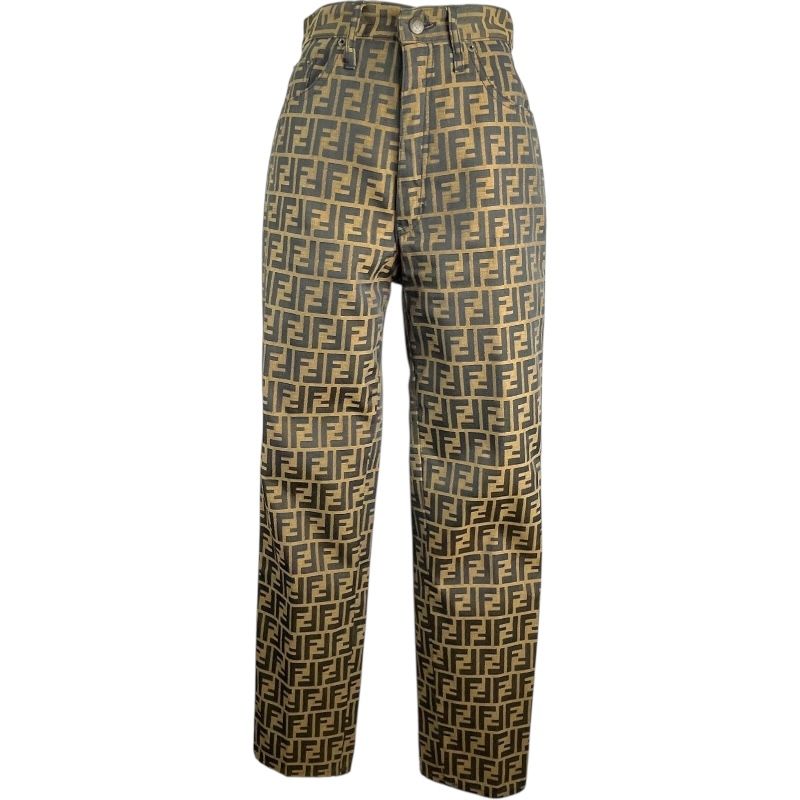 フェンディ FENDI FF総柄パンツ ブラウン|ブラック ポリエステル レディース パンツ