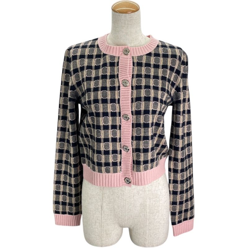 シャネル CHANEL ノー ニットカーディガン P 71433 ピンク カシミヤ レディース カーディガン