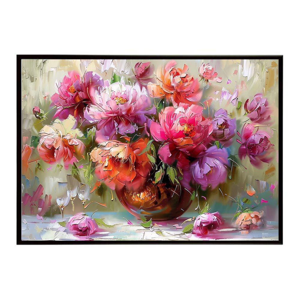 絵画 お花 セザンヌ【オリーブ色の花瓶に活けられた花】 - 手描き 絵画（油絵複製