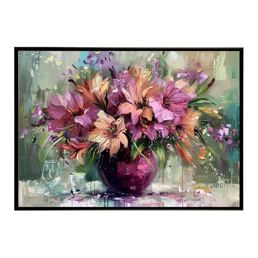 【A2サイズ（約42x59cm）】【lh-poster-8097】アーティスティックフラワー ポスター お花 絵画 アートフラワー ブーケ 油絵 水彩画 ペンキ インテリア フォト