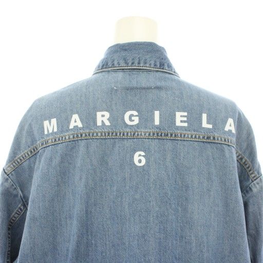  エムエムシックス メゾンマルジェラ MM 6 Maison Margiela マルタンマルジェラ デニムシャツワンピース ひざ丈 長袖 バックロゴプリント 14 青 ブルー M 60384-MM 00 K |YT ワンピース キッズ服(100cm~)