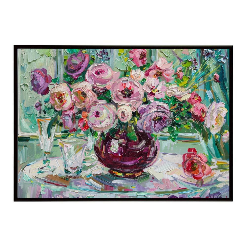 【B2サイズ（約51x73cm）】【lh-poster-8109】アーティスティックフラワー ポスター お花 絵画 アートフラワー ブーケ 油絵 水彩画 ペンキ インテリア フォト