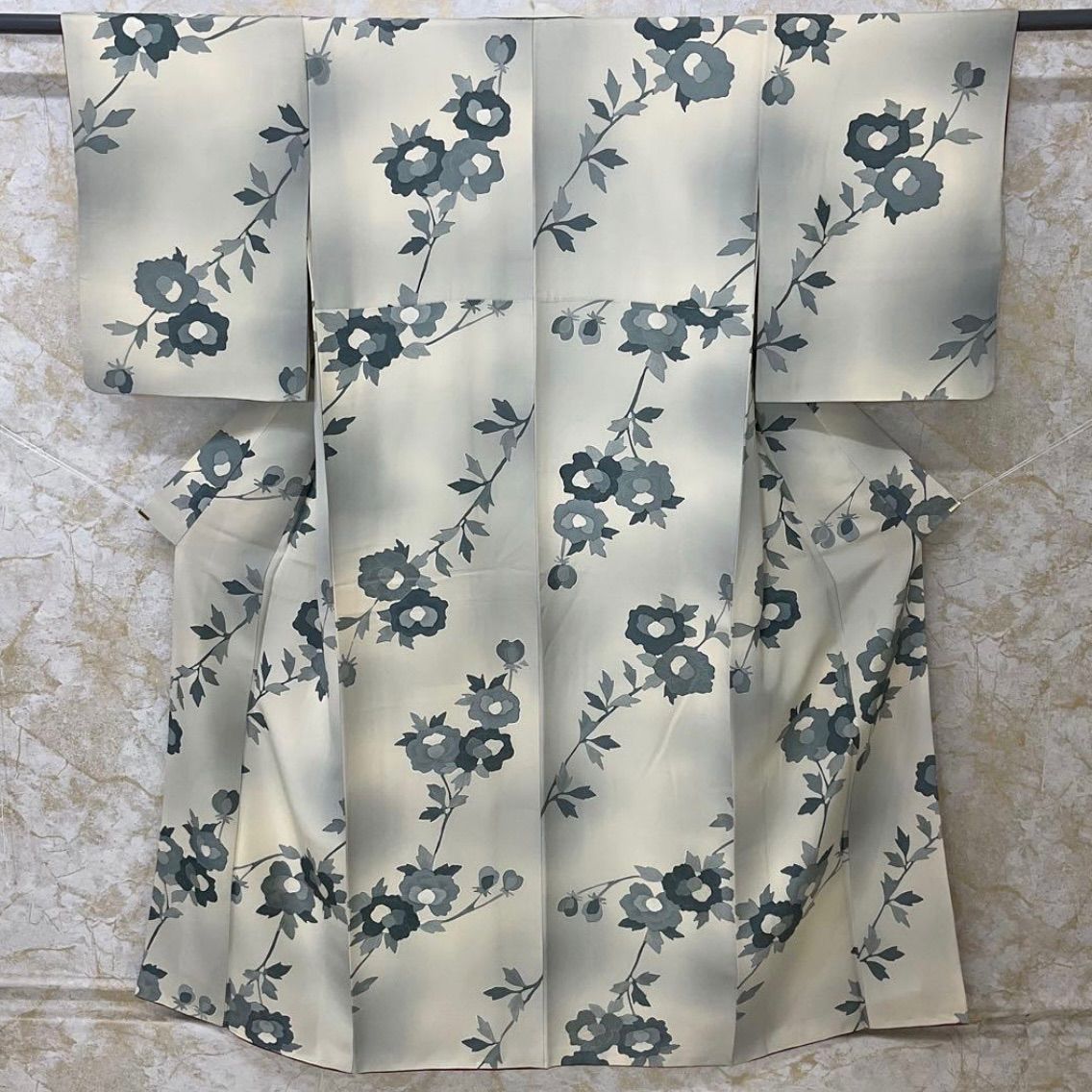 kimomo one◆kimonoarisa◆厳選◆センスの良い地紋起こし◆小紋◆正絹◆袷◆広衿◆裄63肩丈155.5◆着物帯小紋普段着名古屋帯洒落袋帯半幅帯