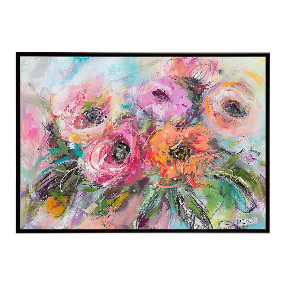 【A2サイズ（約42x59cm）】【lh-poster-8118】アーティスティックフラワー ポスター お花 絵画 アートフラワー ブーケ 油絵 水彩画 ペンキ インテリア フォト