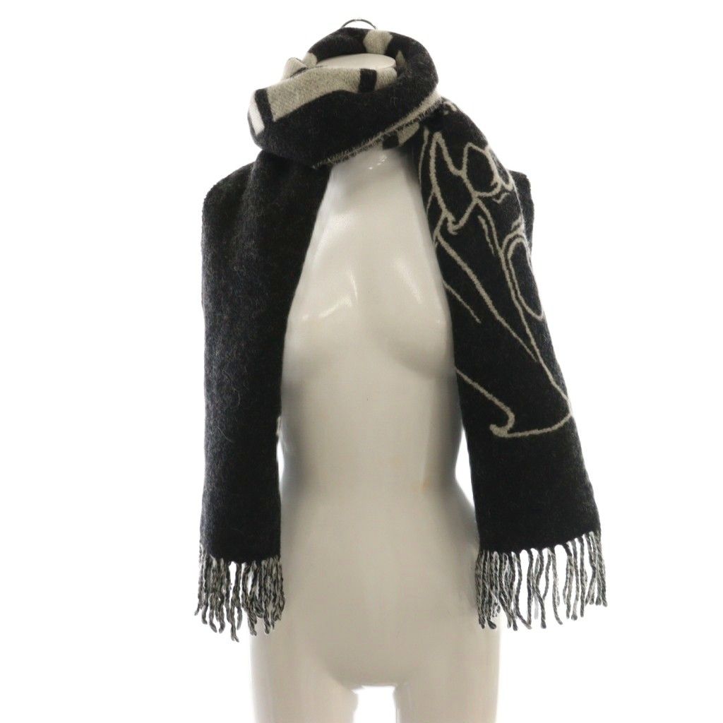 ディーゼル DIESEL ロゴマフラー ストール 購入 黒 ブラック グレー