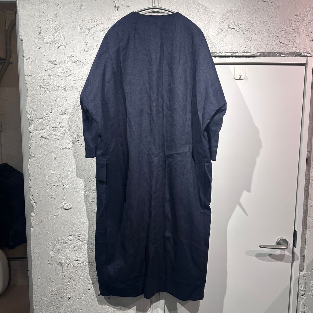 Mame Kurogouchi マメクロゴウチ 16 SS No Collar Short Sleeve Coat コート ワンピース MM C 0023 ネイビー size 2 表参道A 12