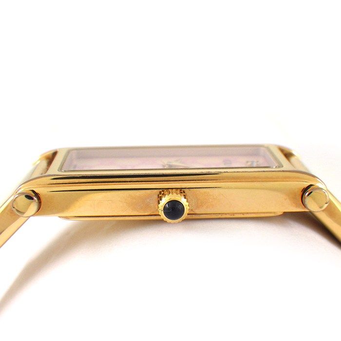 グッチ GUCCI 腕時計 バングルウォッチ 1500 L 1ポイント ダイヤインデックス レクタンギュラー GG柄 ピンクシェル文字盤 GP クオーツアナログ