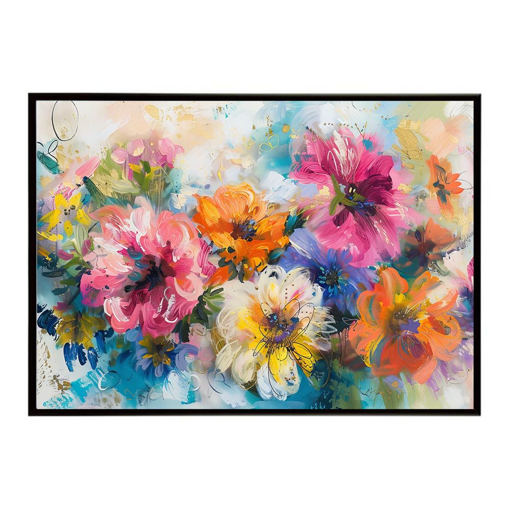 B 約73 x 103 cm lh-poster-8154 アーティスティックフラワー ポスター お花 絵画 アートフラワー ブーケ 油絵 水彩画 ペンキ インテリア フォト