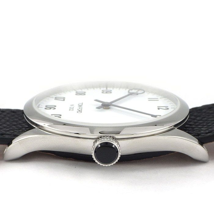 トムフォード TOM FORD 腕時計 N 002 ホワイト文字盤 SS ブラック グレインドレザーベルト クオーツアナログ