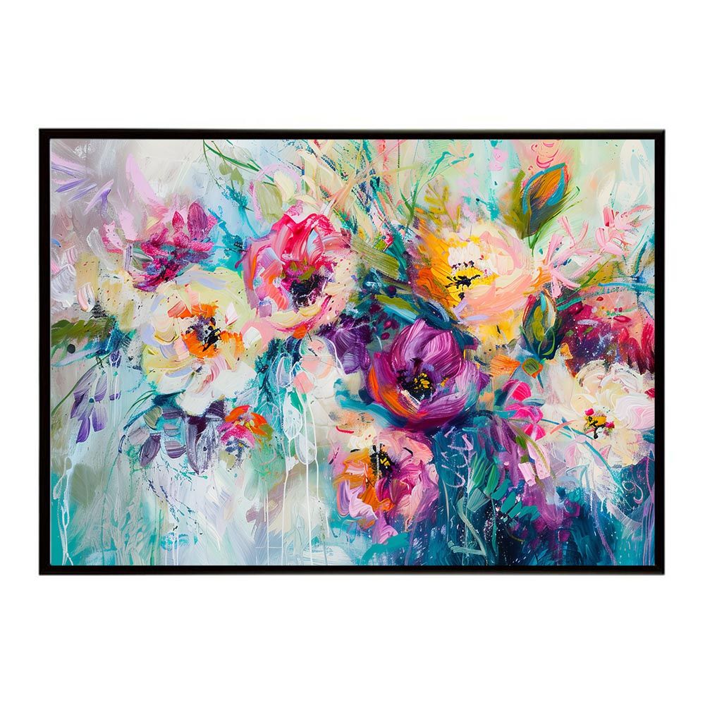 B 約73 x 103 cm lh-poster-8155 アーティスティックフラワー ポスター お花 絵画 アートフラワー ブーケ 油絵 水彩画 ペンキ インテリア フォト