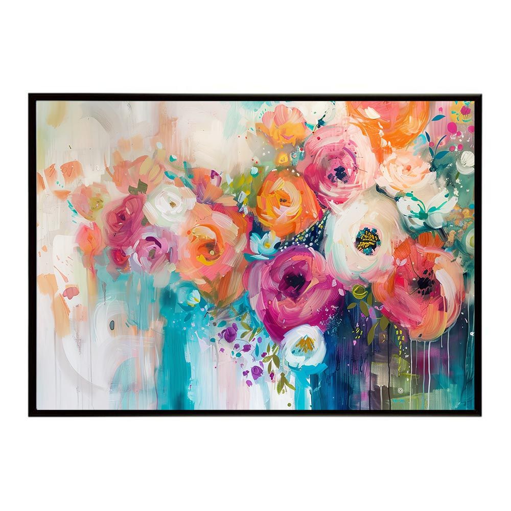 B 約51 x 73 cm lh-poster-8158 アーティスティックフラワー ポスター お花 絵画 アートフラワー ブーケ 油絵 水彩画 ペンキ インテリア フォト