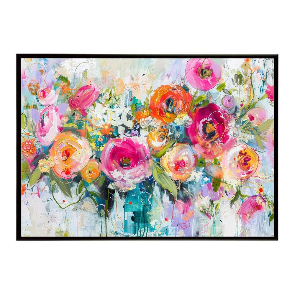 A 約59 x 84 cm lh-poster-8159 アーティスティックフラワー ポスター お花 絵画 アートフラワー ブーケ 油絵 水彩画 ペンキ インテリア フォト