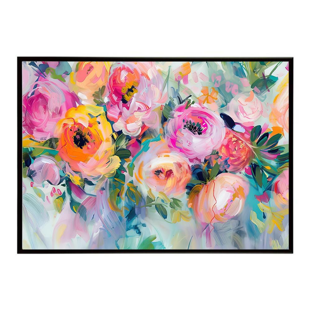 B 約51 x 73 cm lh poster 8160 アーティスティックフラワー ポスター お花 絵画 アートフラワー ブーケ 油絵 水彩画 ペンキ インテリア フォト