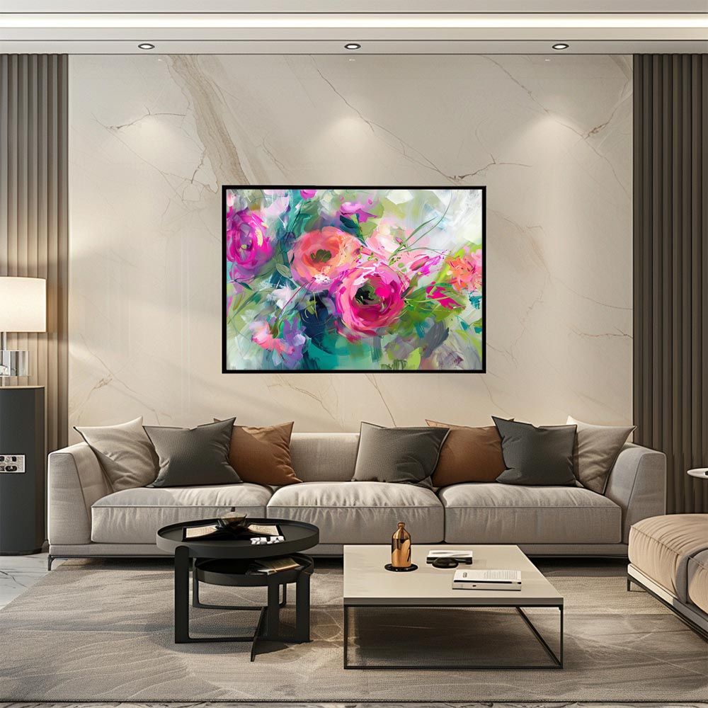 A 約59 x 84 cm lh-poster-8161 アーティスティックフラワー ポスター お花 絵画 アートフラワー ブーケ 油絵 水彩画 ペンキ インテリア フォト