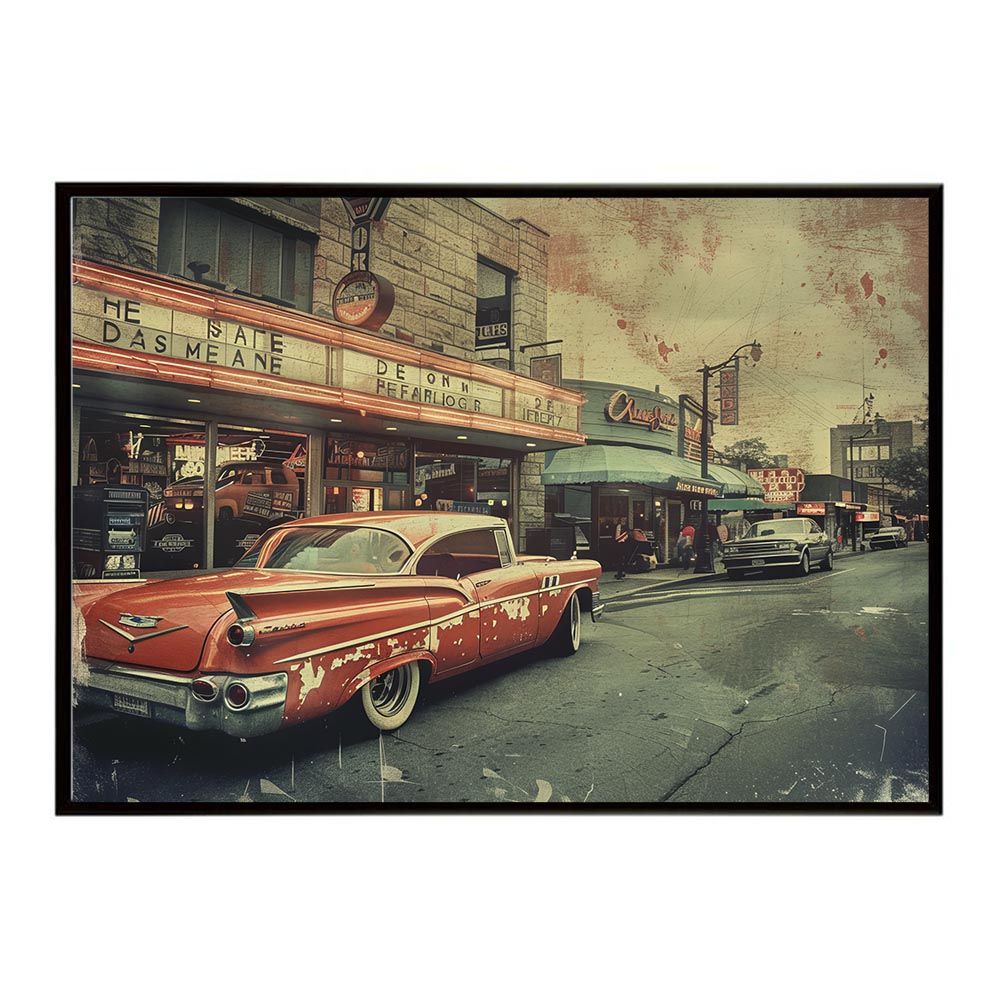 B 約51 x 73 cm lh poster 8175 コンセプトアート レトロ アメリカ アメリカン ダイナー 1980 1970 1960 ポスター インテリア ネガ フィルム シャビー 古い アーカイブ フォト アート モダン