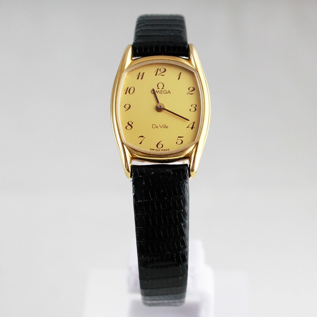 SA 181 OMEGA オメガ デビル 591.0159 トノーケース ゴールドダイヤル Cal.1387 クォーツ レディース 上品 クラシカル エレガントな腕時計 De Ville ウォッチ 銀座サコム堂 |期間 販売