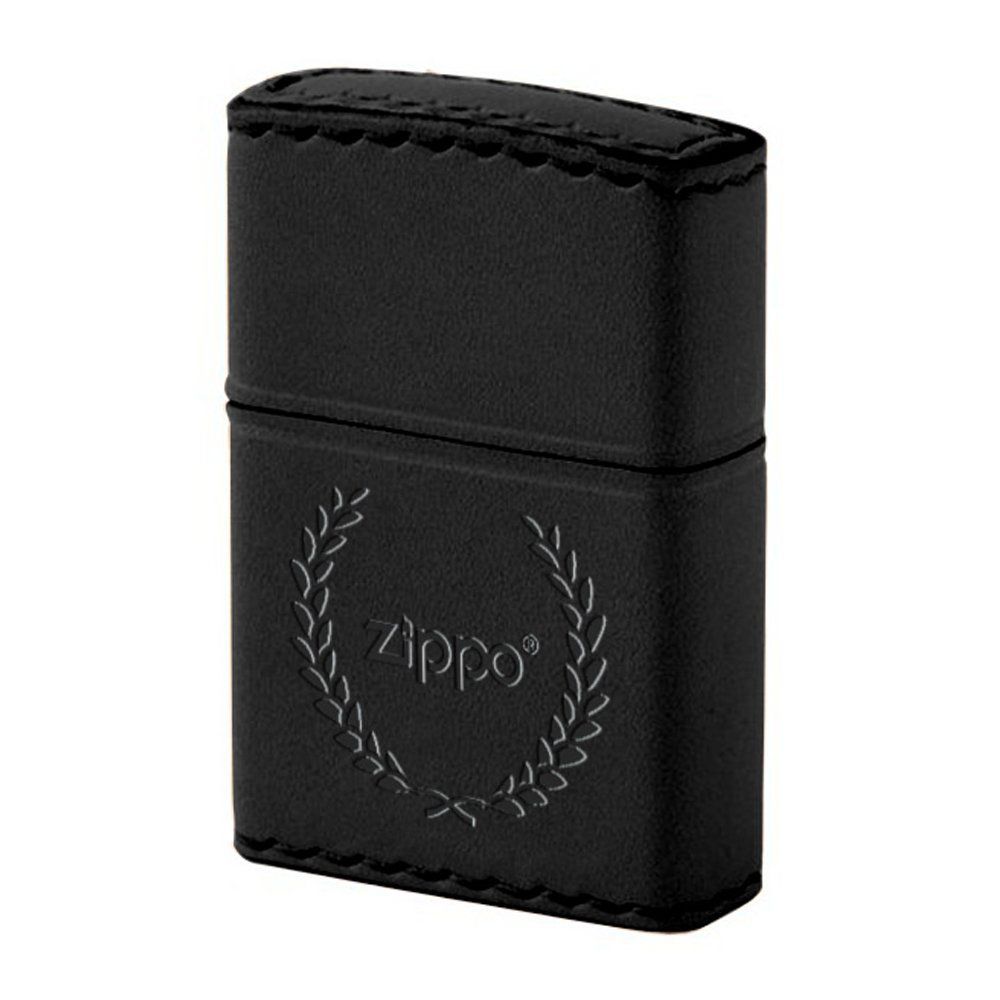 Zippo ジッポ ロゴ入り オイルライター NO 200 本牛革 革巻き 手縫い ハンドメイド 月桂樹 ブラック B 7 5 3 1 cm