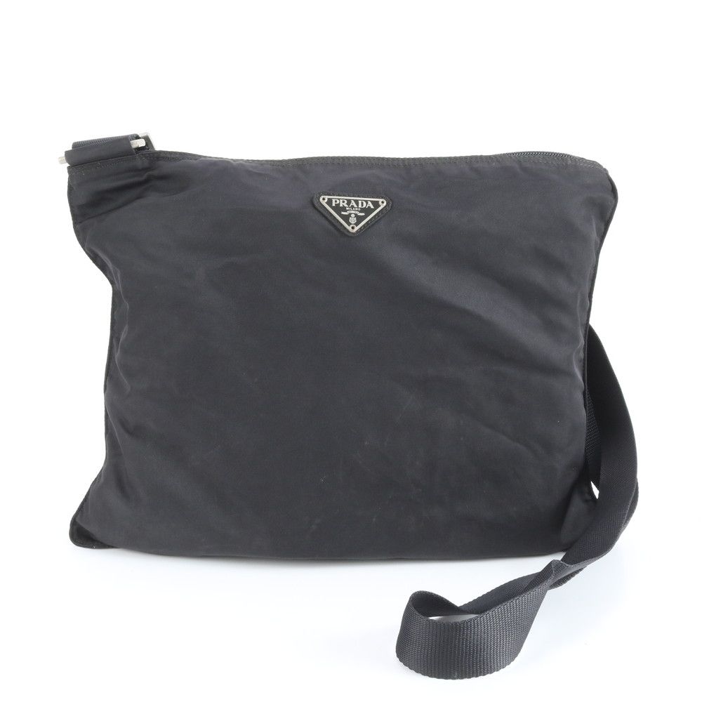 プラダ テスート ナイロン 三角ロゴ ショルダーバッグ 斜め掛け メッセンジャー 通勤 ブラック 黒 メンズ RRM CY 10-8