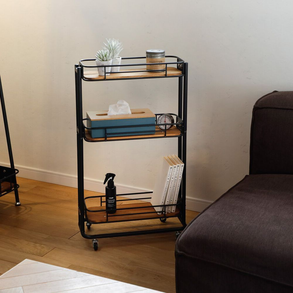 ワゴン キャスター付き サイドワゴン 収納ワゴン キッチンワゴン スリム 小物置き レトロ インダストリアル シンプル おしゃれ かわいい リビング ダイニング キッチン ワンルーム 1人暮らし