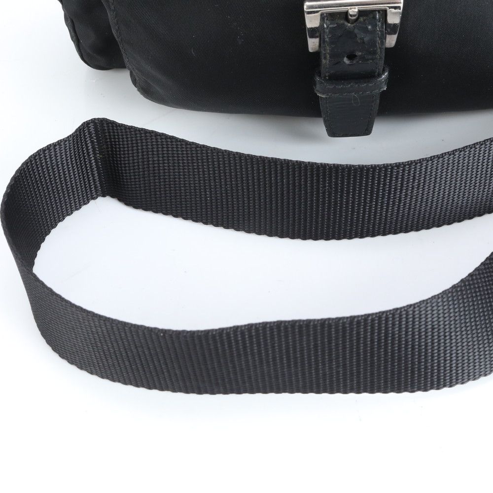 プラダ テスート ナイロン 三角ロゴ レザー ショルダーバッグ メッセンジャー ブラック 黒 メンズ レディース RRM DA 6-1